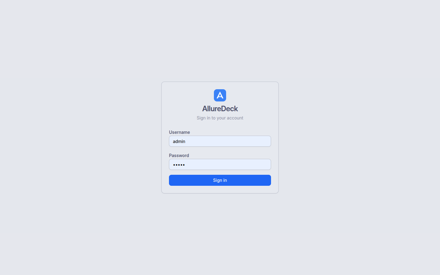 AllureDeck login screen showing local and SSO authentication options